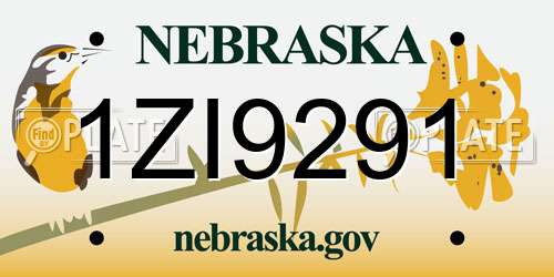1ZI9291 Nebraska License Plate