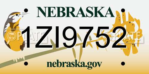 1ZI9752 Nebraska License Plate