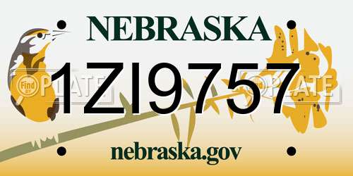 1ZI9757 Nebraska License Plate