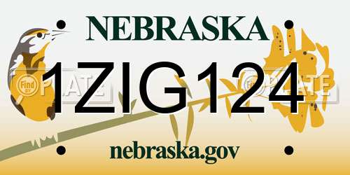 1ZIG124 Nebraska License Plate