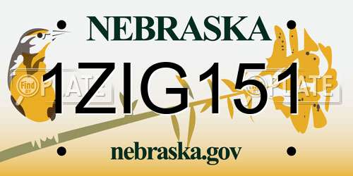 1ZIG151 Nebraska License Plate