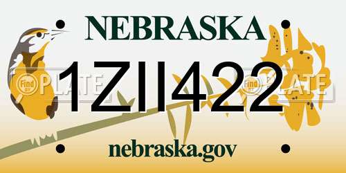 1ZII422 Nebraska License Plate