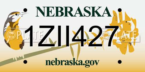 1ZII427 Nebraska License Plate