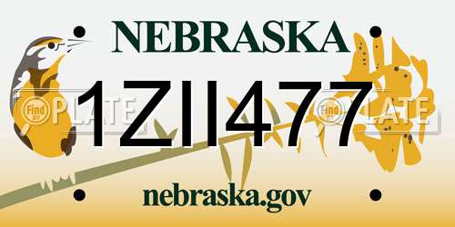 1ZII477 Nebraska License Plate
