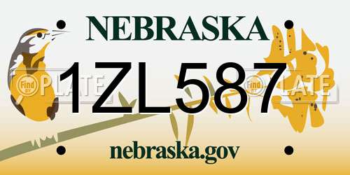 1ZL587 Nebraska License Plate
