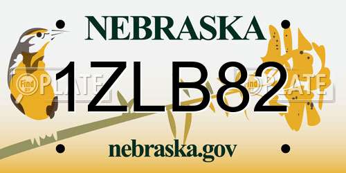 1ZLB82 Nebraska License Plate