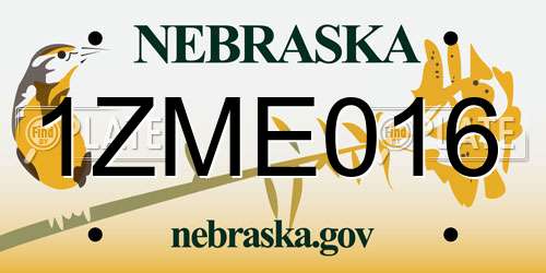 1ZME016 Nebraska License Plate