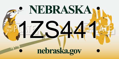 1ZS441 Nebraska License Plate