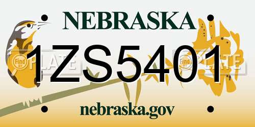 1ZS5401 Nebraska License Plate