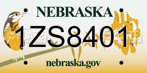 1ZS8401 Nebraska License Plate