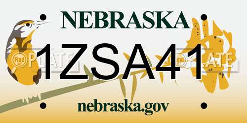 1ZSA41 Nebraska License Plate