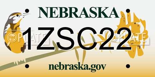1ZSC22 Nebraska License Plate
