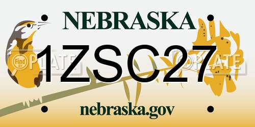 1ZSC27 Nebraska License Plate
