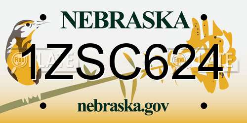 1ZSC624 Nebraska License Plate