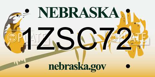 1ZSC72 Nebraska License Plate