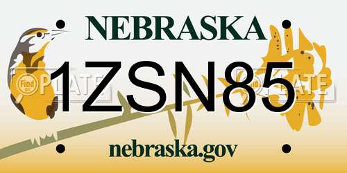 1ZSN85 Nebraska License Plate