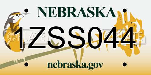 1ZSS044 Nebraska License Plate