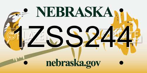 1ZSS244 Nebraska License Plate
