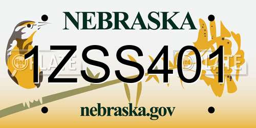 1ZSS401 Nebraska License Plate