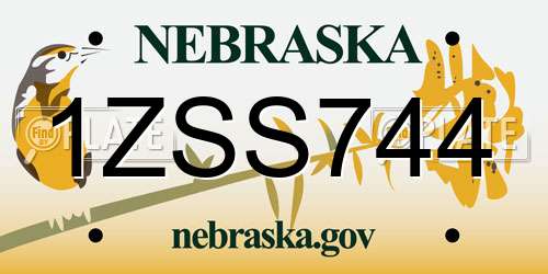 1ZSS744 Nebraska License Plate