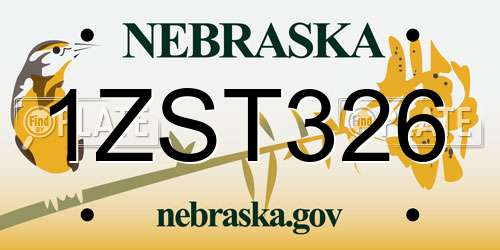 1ZST326 Nebraska License Plate