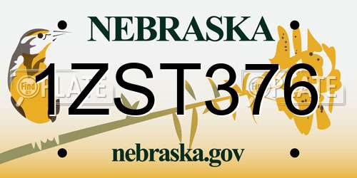 1ZST376 Nebraska License Plate