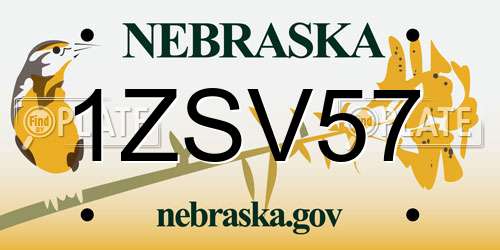 1ZSV57 Nebraska License Plate