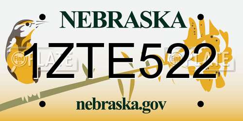 1ZTE522 Nebraska License Plate