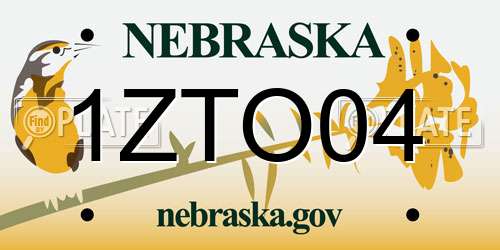 1ZTO04 Nebraska License Plate