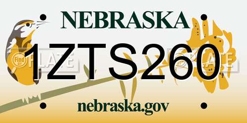 1ZTS260 Nebraska License Plate