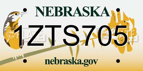 1ZTS705 Nebraska License Plate