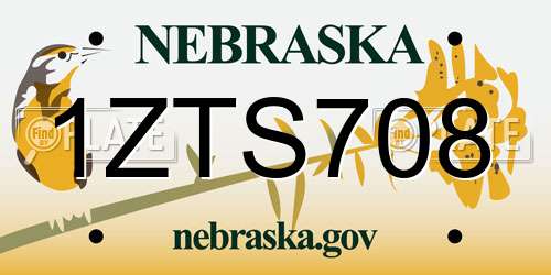 1ZTS708 Nebraska License Plate