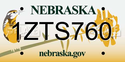 1ZTS760 Nebraska License Plate
