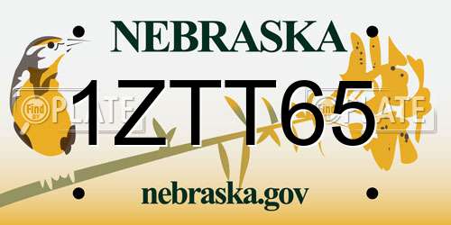 1ZTT65 Nebraska License Plate