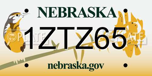 1ZTZ65 Nebraska License Plate