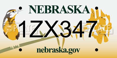 1ZX347 Nebraska License Plate