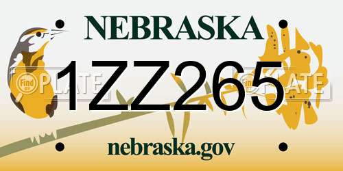1ZZ265 Nebraska License Plate