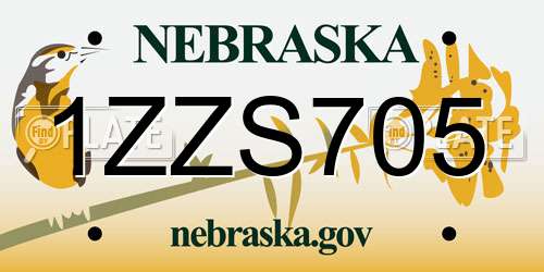 1ZZS705 Nebraska License Plate
