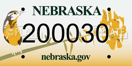 200030 Nebraska License Plate