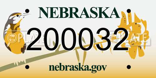 200032 Nebraska License Plate