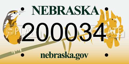 200034 Nebraska License Plate