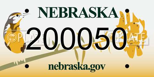 200050 Nebraska License Plate