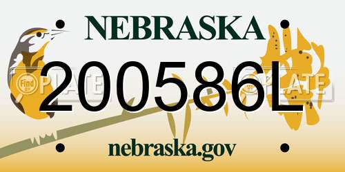 200586L Nebraska License Plate