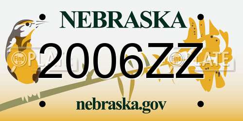 2006ZZ Nebraska License Plate
