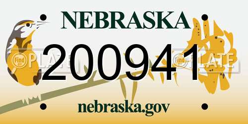 200941 Nebraska License Plate