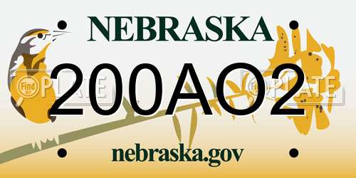 200AO2 Nebraska License Plate