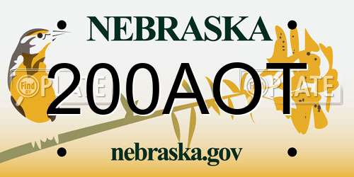 200AOT Nebraska License Plate