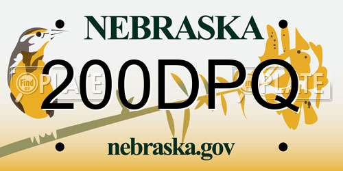200DPQ Nebraska License Plate