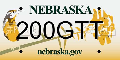 200GTT Nebraska License Plate