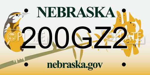 200GZ2 Nebraska License Plate